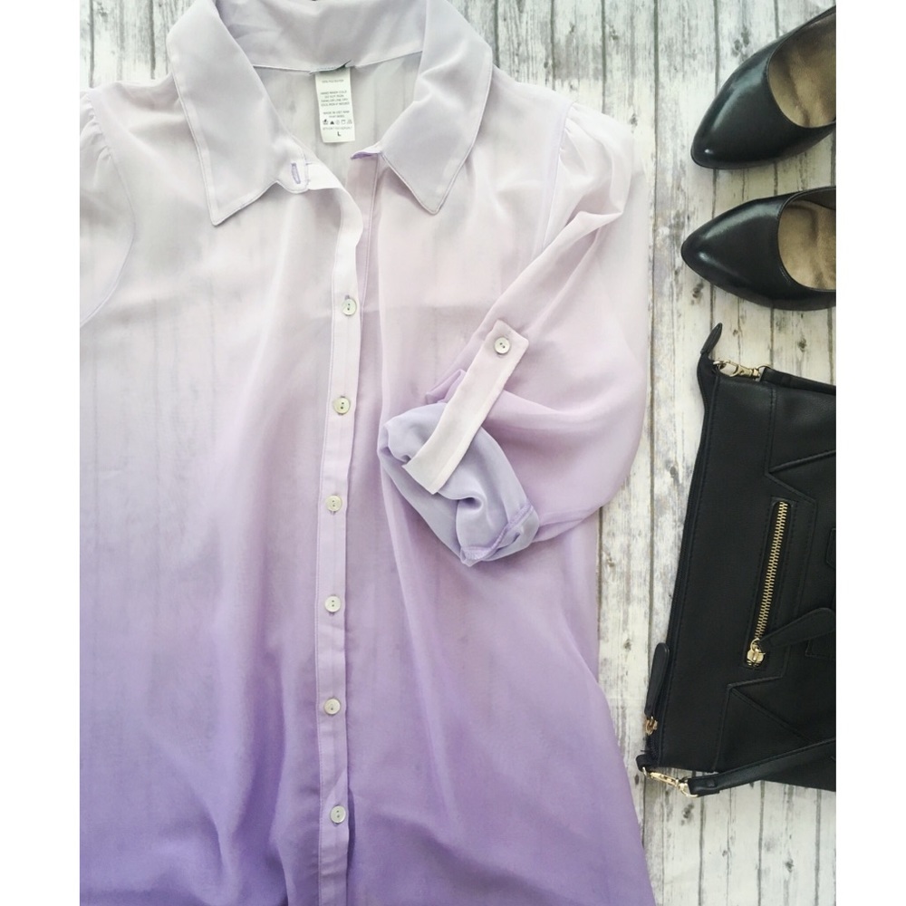 Charming Charlie Purple Ombre Blouse
